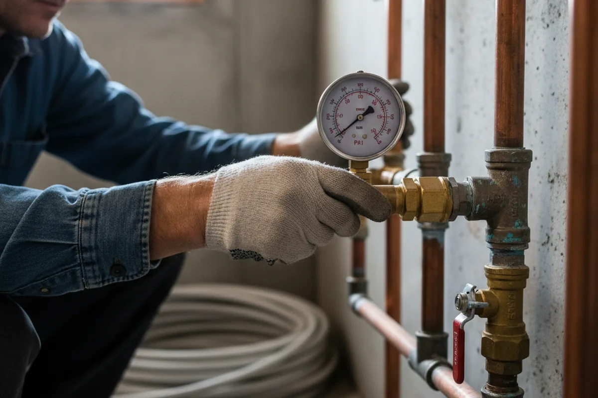 Pressure testing a repaired line during Water Line Repair in Auburn Hills